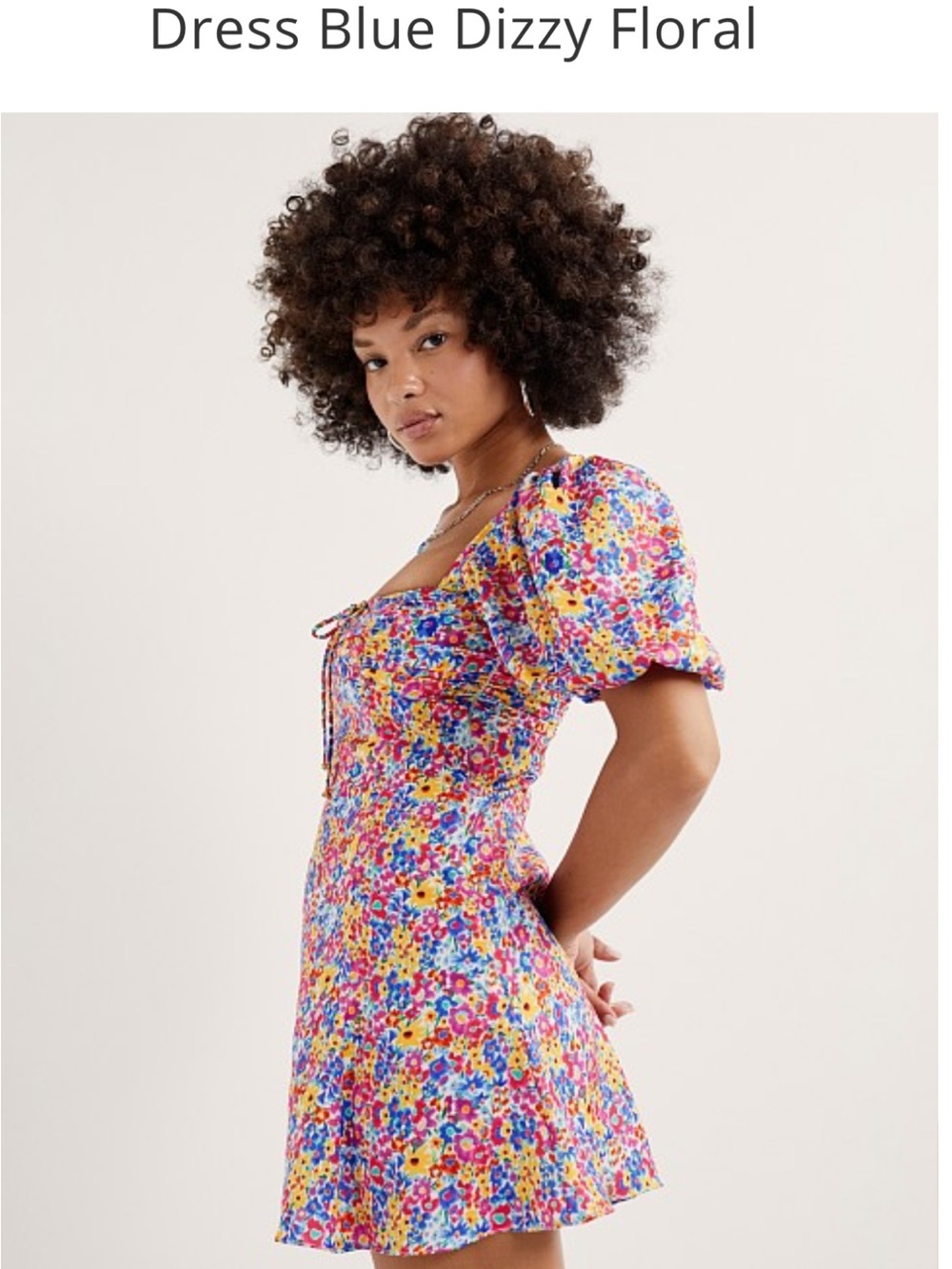For Love & Lemons Pink Multi Floral Puff-Sleeve Mini Dress
